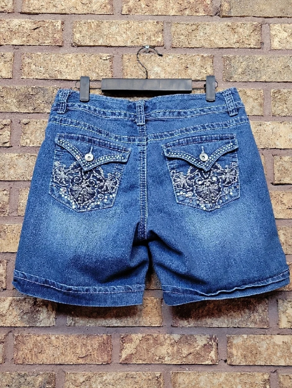 Nine West Denim Rolled Cuff Women's Shorts Size 6 Flap Pockets